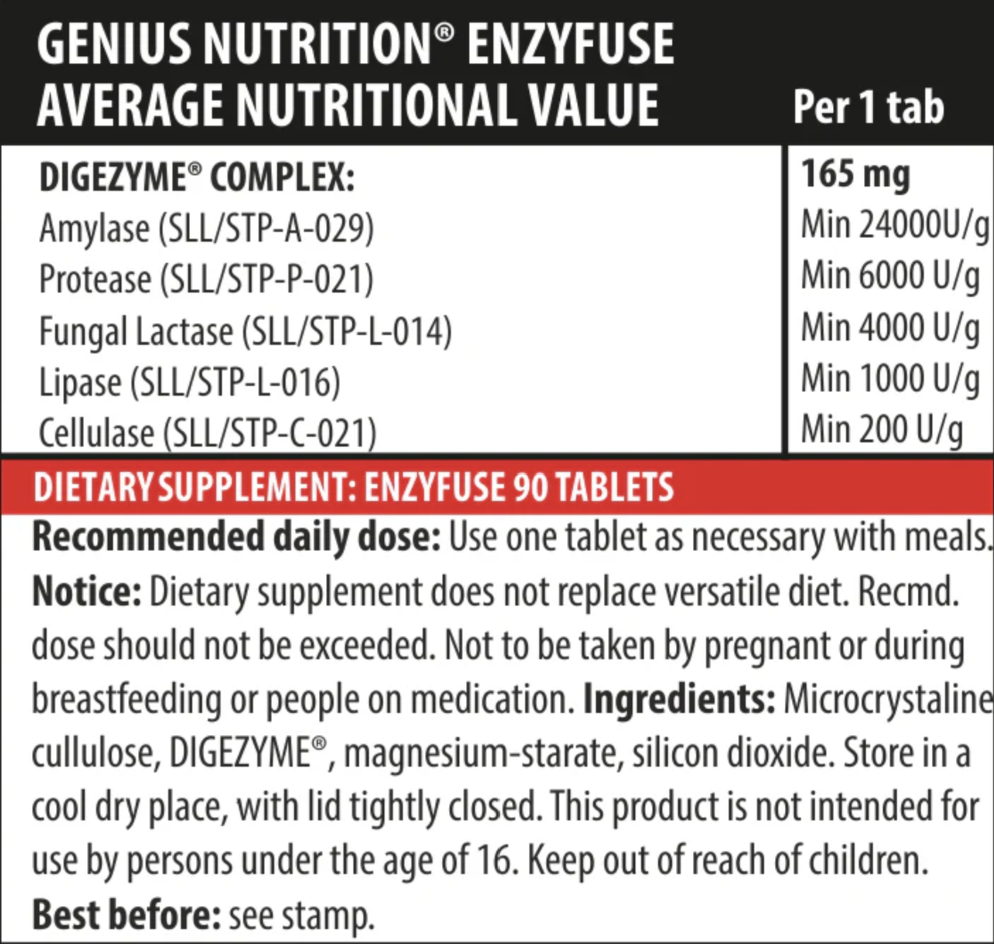 ENZYFUSE 90tabs/90serv Genius Nutrition