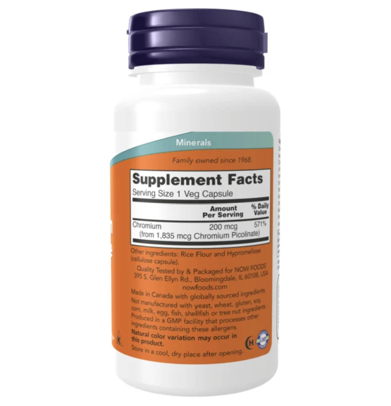 Picolinat de Crom 200mcg NOW Foods 100 capsule