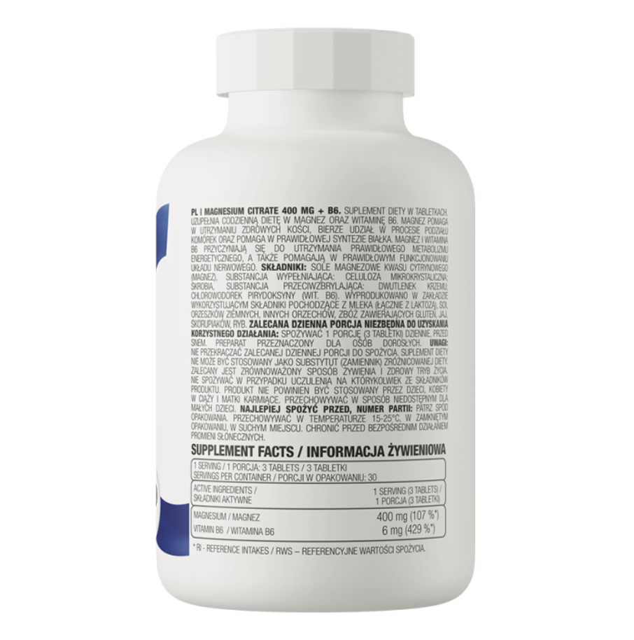 Magneziu Citrat 400mg + B6 OstroVit 90 tablete