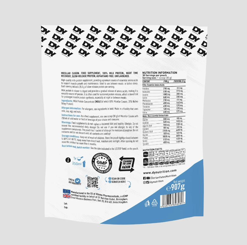 Micellar Casein DY Nutrition 907g 30 serviri fara aroma