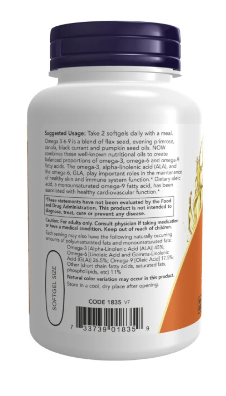 Omega 3-6-9 NOW Foods 1000mg 100 softgels