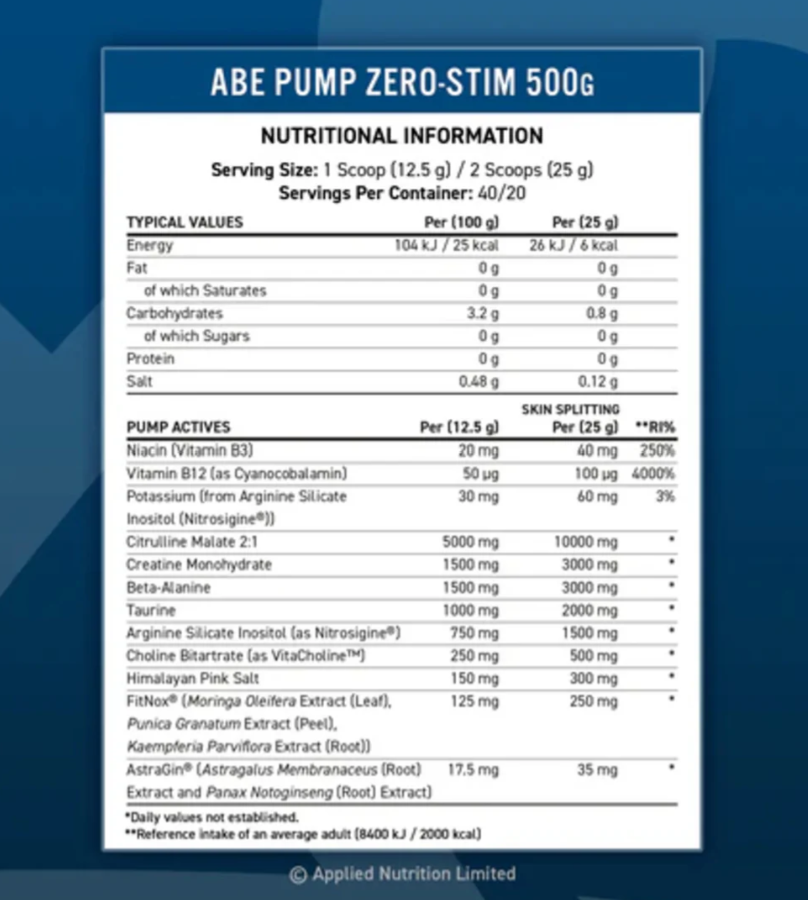 ABE Pump Stim-Free Applied Nutrition 500g