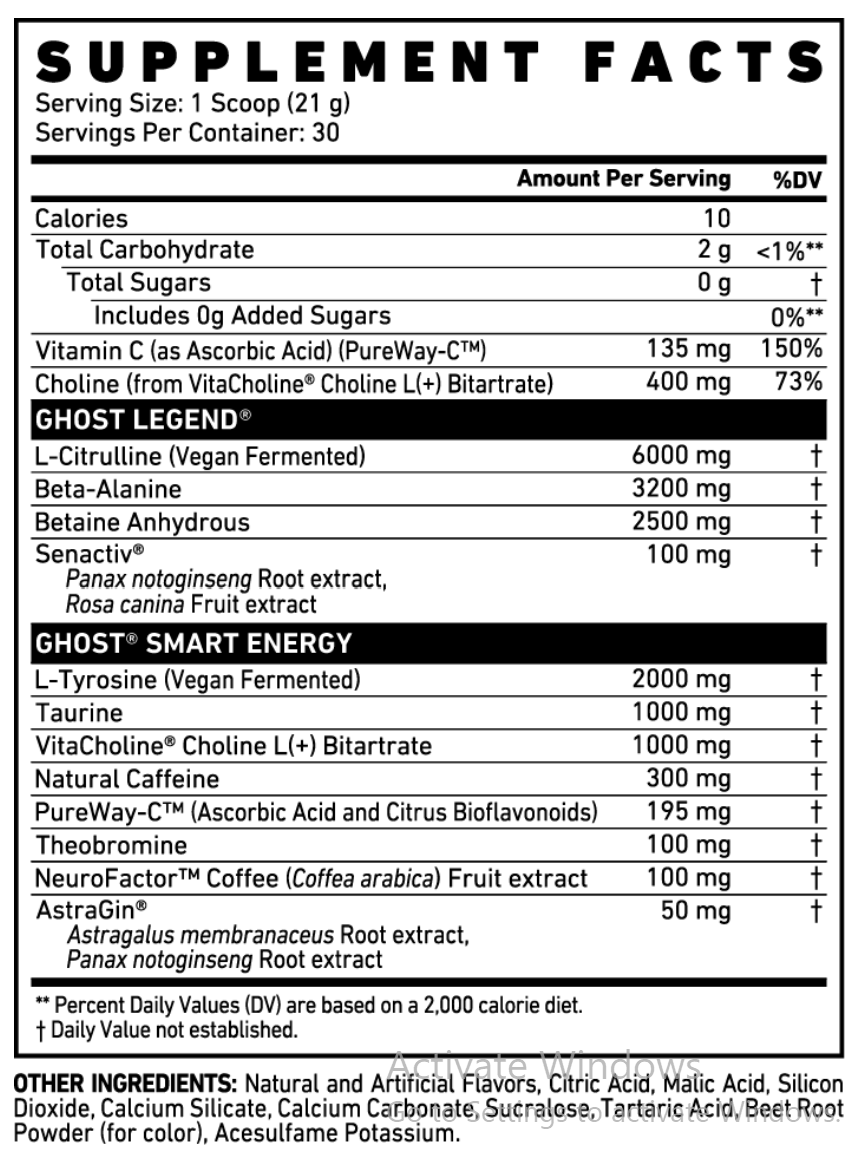 Ghost Legend V4 Pre-Workout 630g