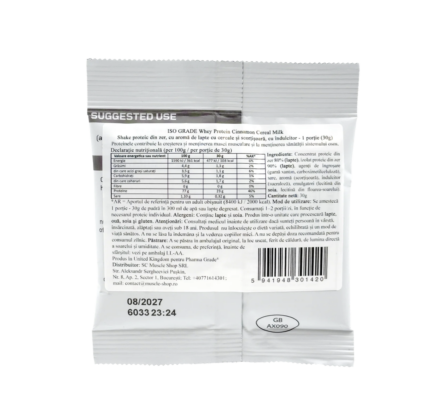 Pharma Grade® ISO Grade Whey 30g – Porție Single