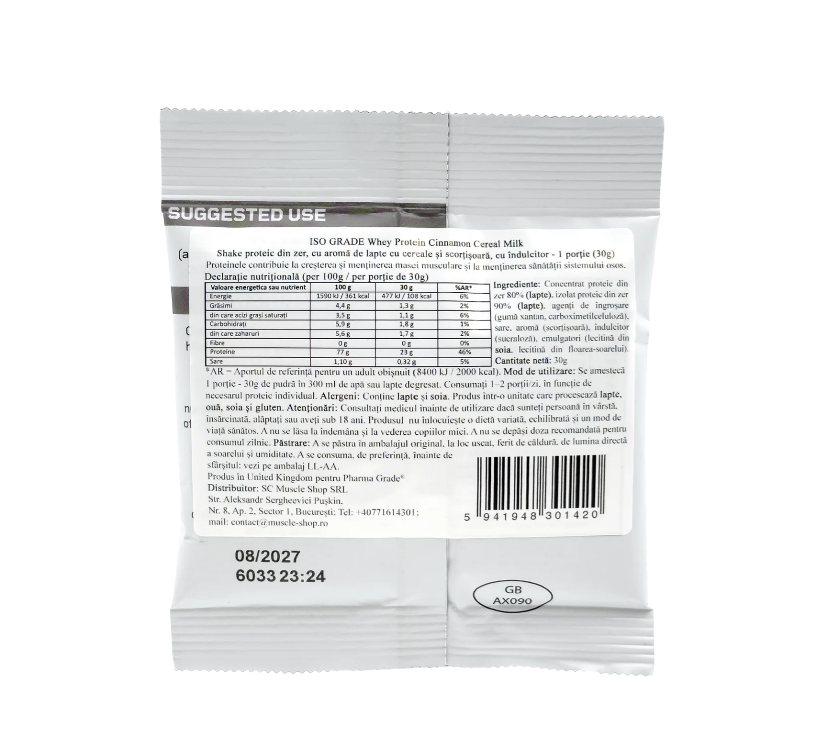Pharma Grade® ISO Grade Whey 30g – Porție Single