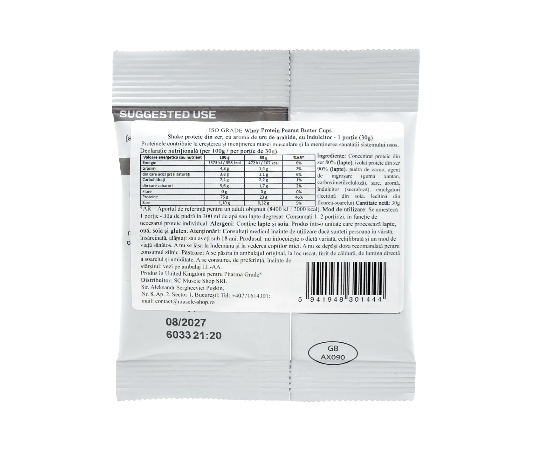 Pharma Grade® ISO Grade Whey 30g – Porție Single