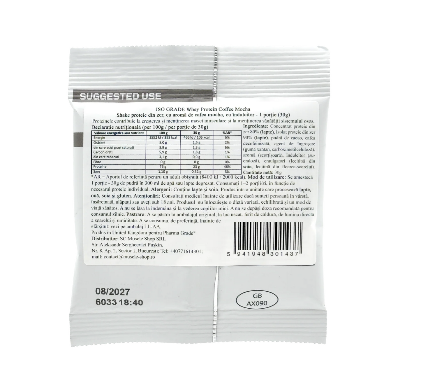 Pharma Grade® ISO Grade Whey 30g – Porție Single