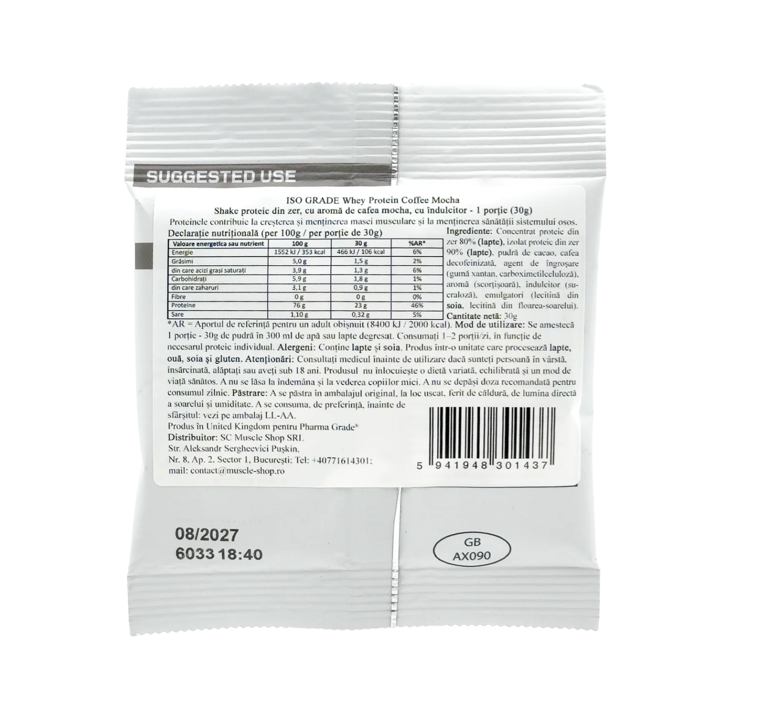 Pharma Grade® ISO Grade Whey 30g – Porție Single