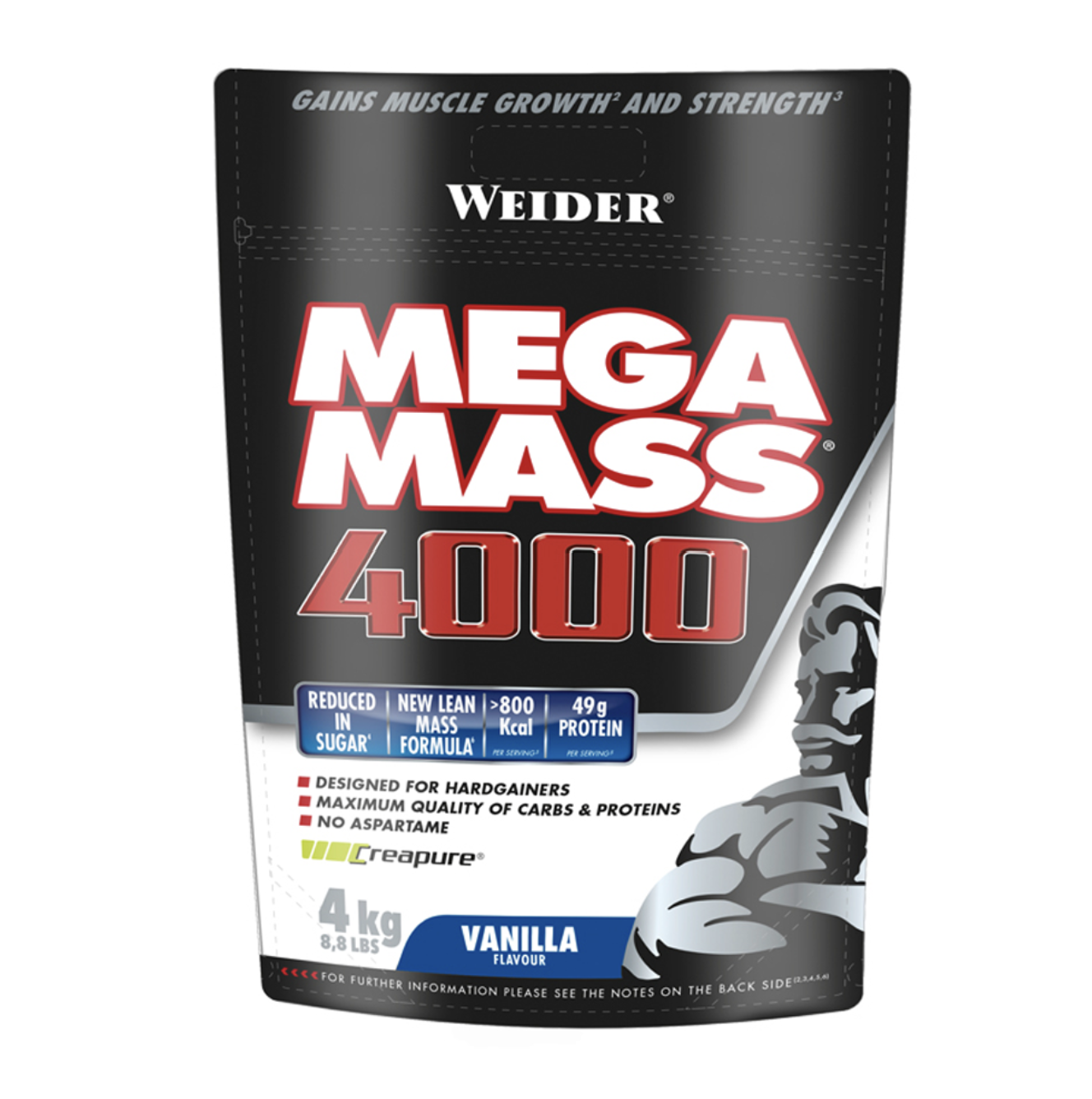 Mega Mass 4000 4kg Weider + Creatina 70g cadou