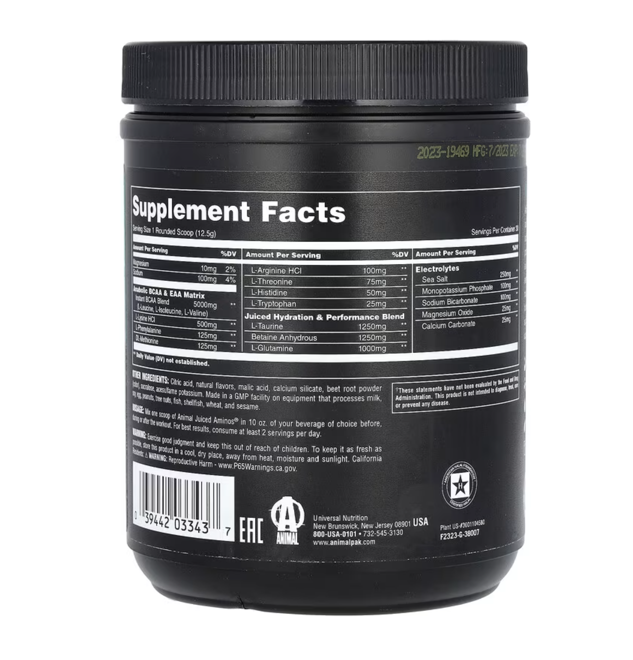 Animal Juiced Aminos Universal Nutrition 390g