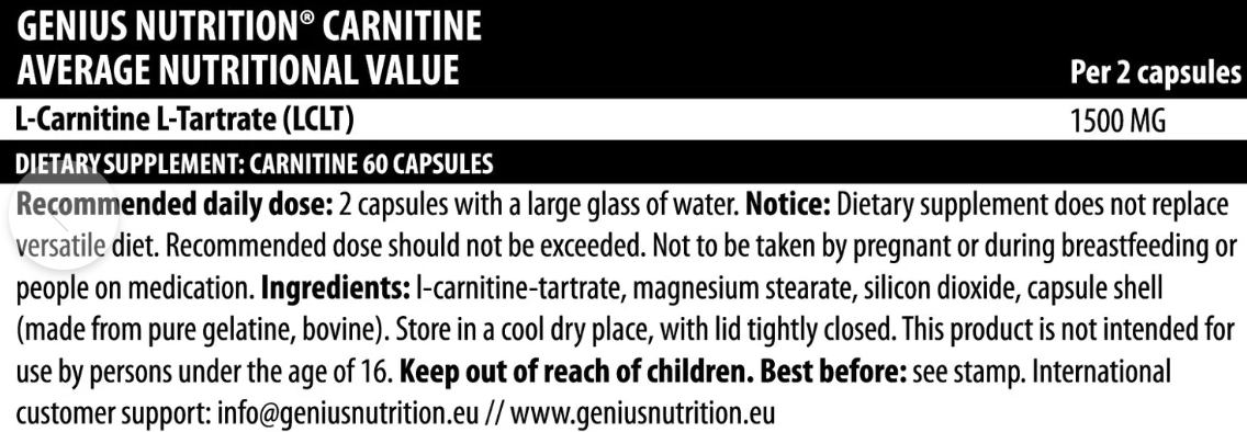 Genius Nutrition Carnitine Premium 60 Capsule