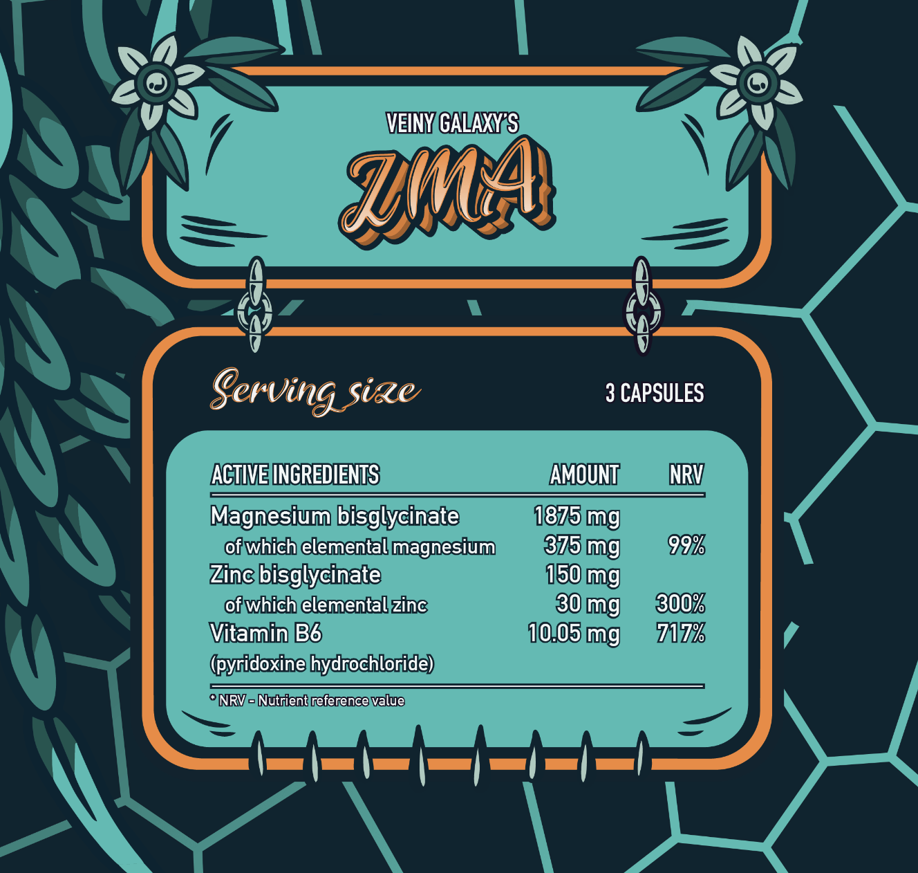 ZMA – Zinc, Magnesium & Vitamin B6 – 150 Capsule – Veiny Galaxy