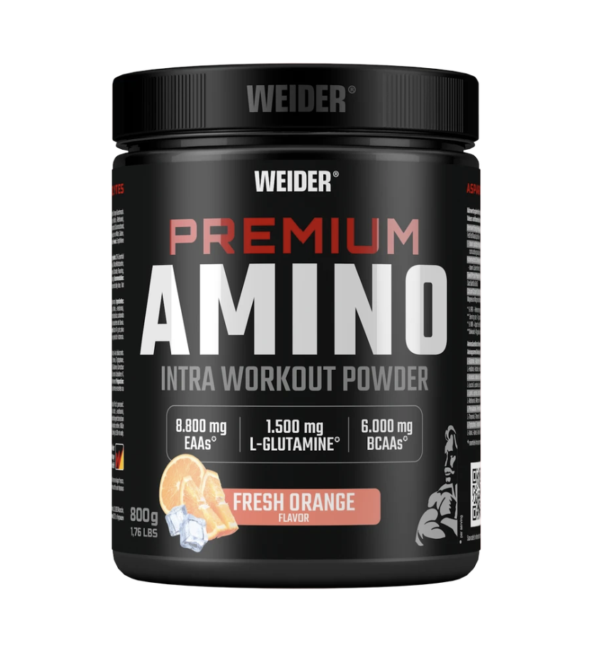 Weider Premium Amino Powder 800 g, Portocale, fața ambalajului