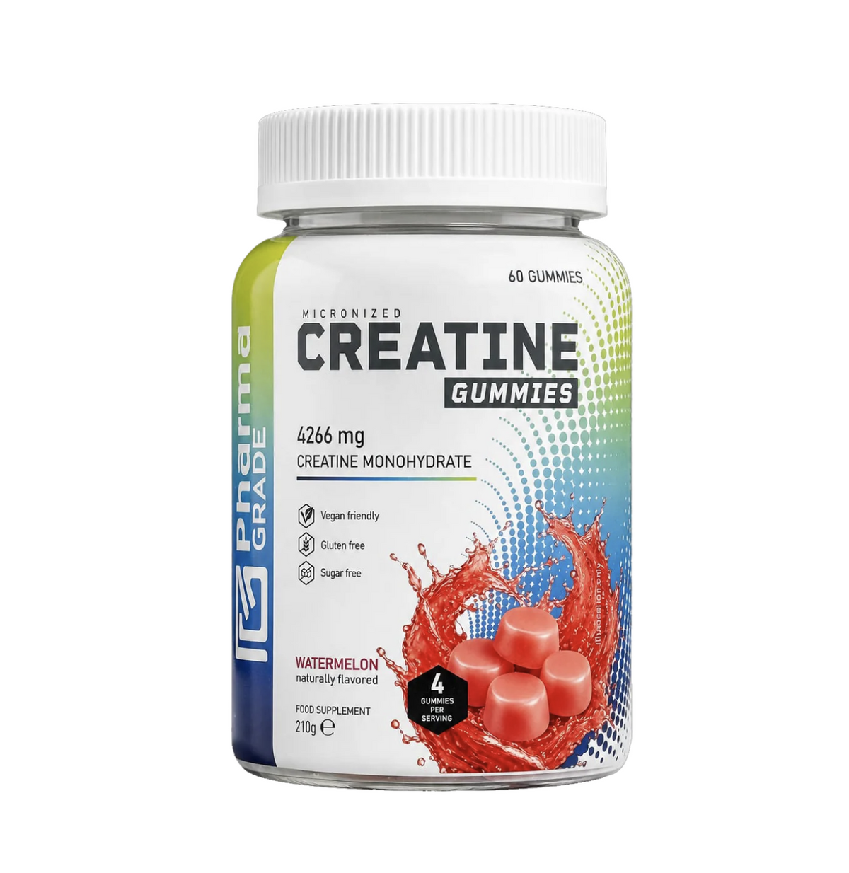 Flacon Creatine Gummies Pharma Grade cu aromă de pepene verde, 60 jeleuri