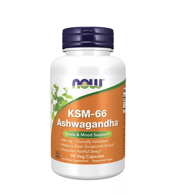 NOW Foods KSM-66 Ashwagandha® 90 Capsule Vegetale – 600mg, Validat Clinic, Stress & Somn