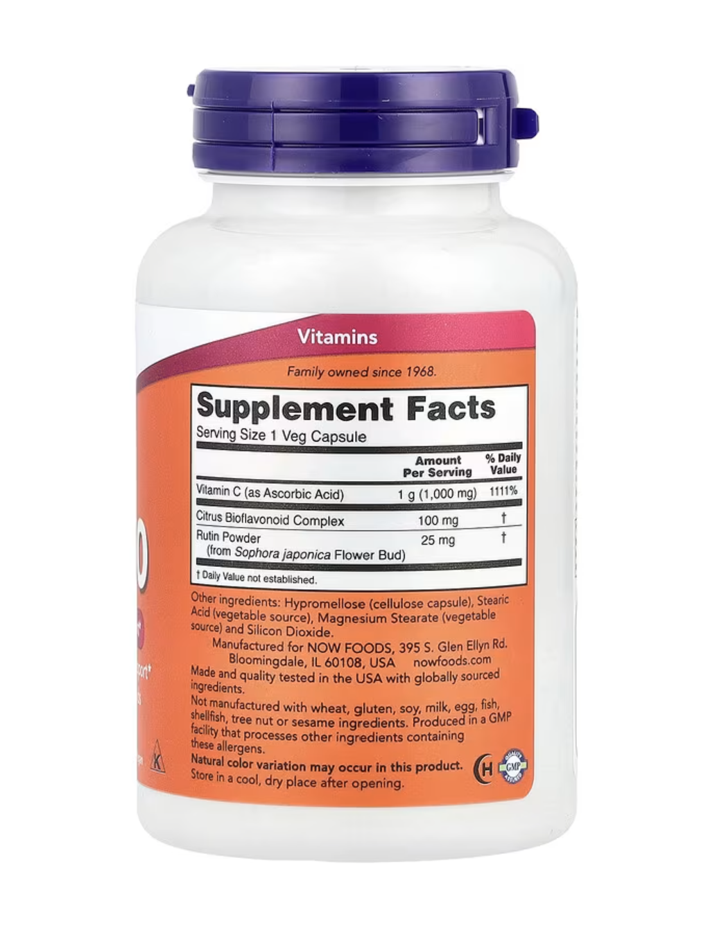 NOW Foods C-1000 Vitamina C 1000mg - supplement facts