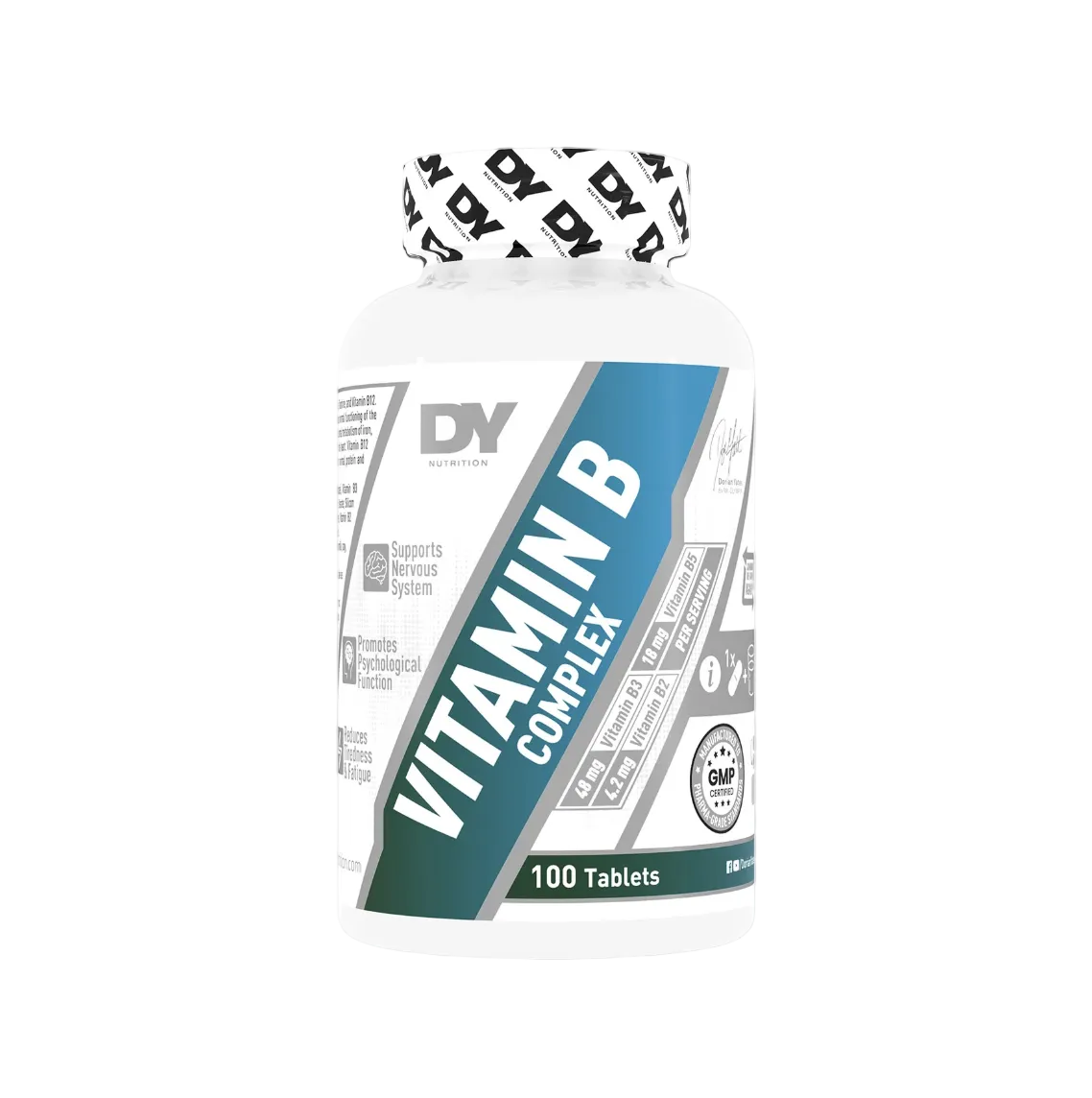 Vitamina B Complex DY Nutrition flacon 100 tablete, vedere frontală