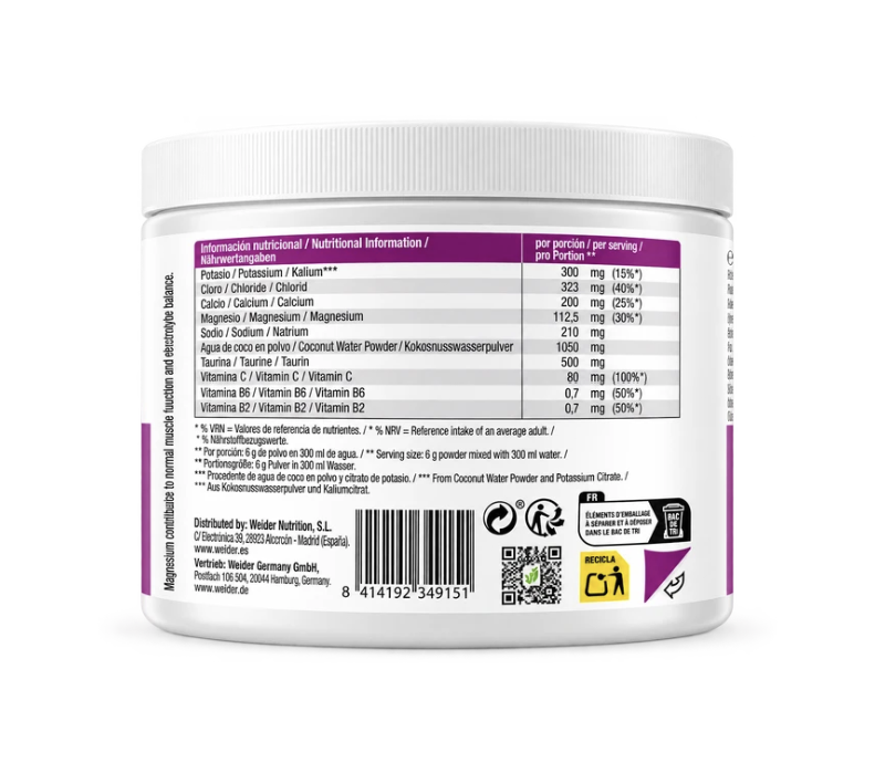 Weider Hydration Powder 180g – tabel nutrițional