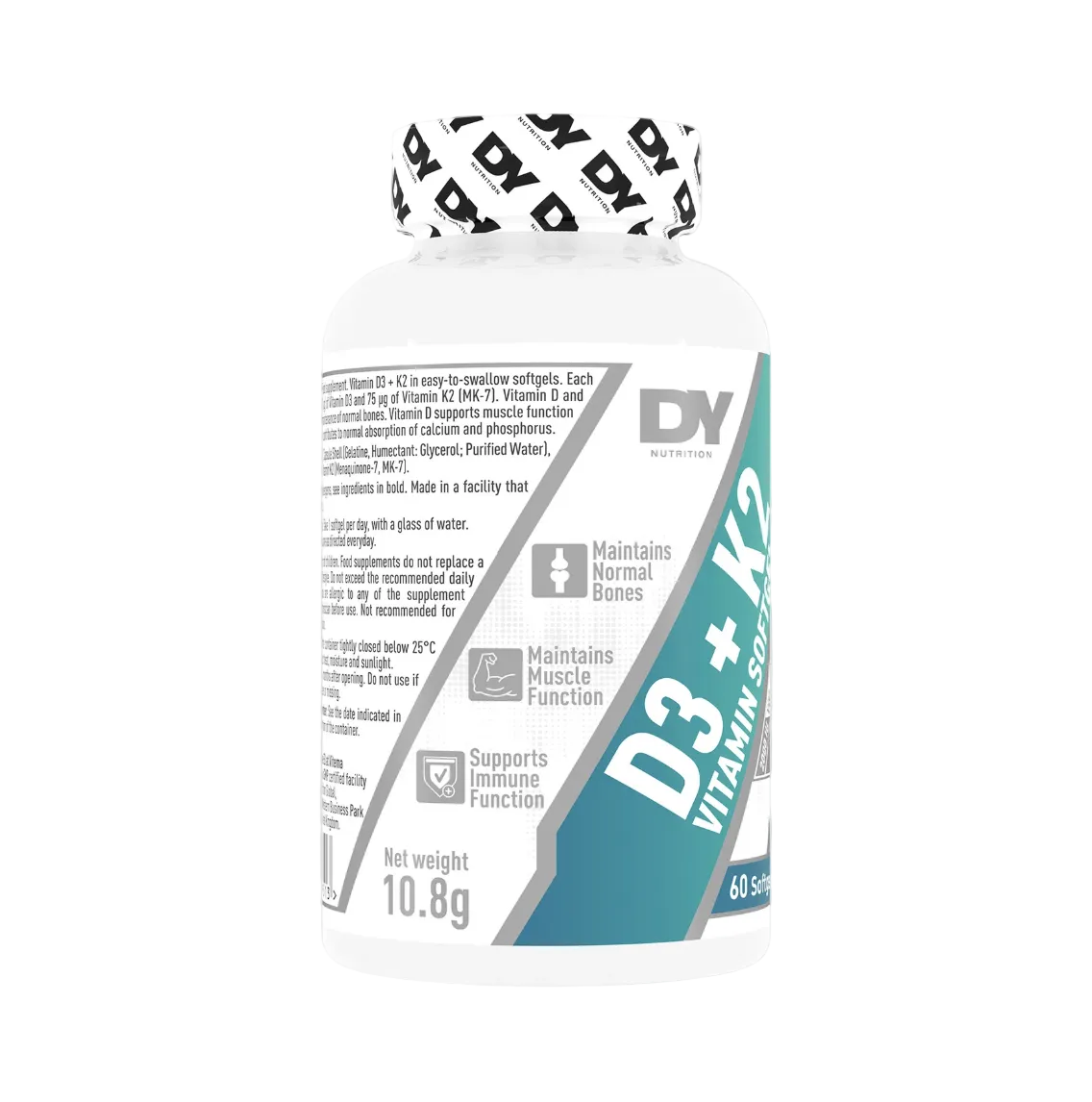 DY Nutrition Vitamina D3 + K2 – vedere laterală
